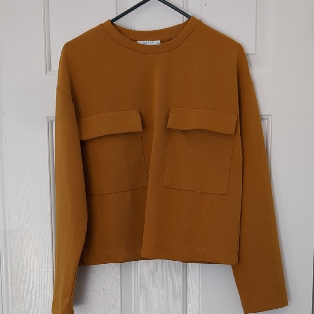 Mustard Long Sleeve Top with Pockets